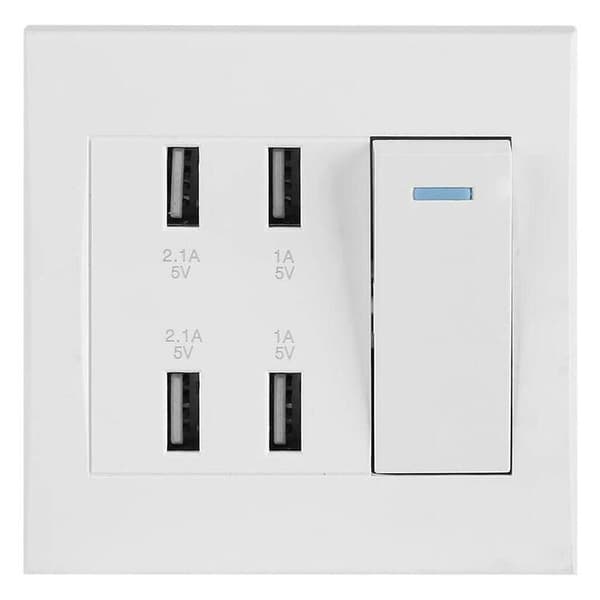 USB-vegguttak: 5V 2.1A/1A (4100mA) USB-vegglader med 4-posisjonsbryter. (220~250V)