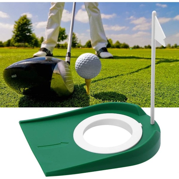 Putting Cup - Plastic Adjustable Hole White Flag Practice Golf Putting Cup