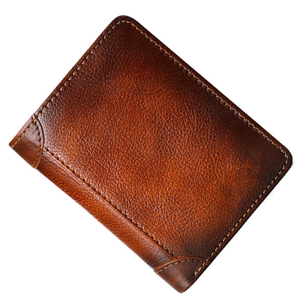 Stor rymlig trifold plånbok Retro stil multi-kortplats herr äkta läder plånbok - gul brun