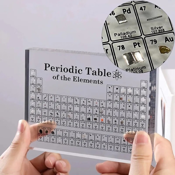 Periodiska systemet Akryl Periodiskt bord Skrivbordsdisplay med riktiga grundämnen Barn Undervisningspresenter Kemiskt element Hem SMALL
