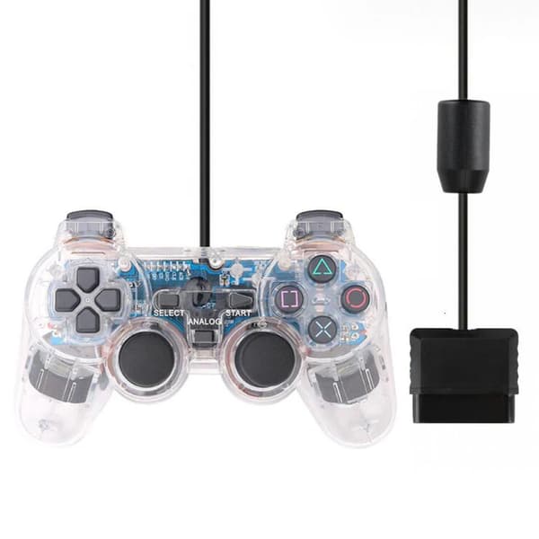 Sort, kablet PS2-spilcontroller med vibrationsfunktion, høj følsomhed, kompatibel med Sony PlayStation 2-gamepad med USB-interface