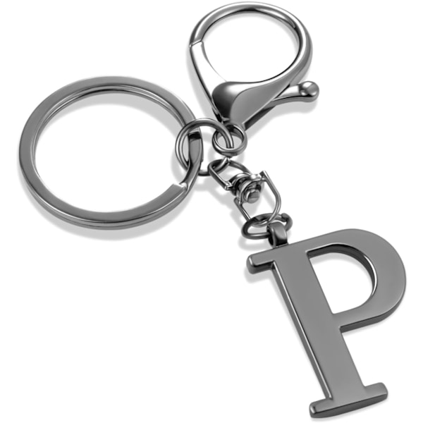 Nøglering med Guld Bogstav A-Z til Kvinder Taske Charms Pung Charms Til Håndtasker Metal Alphabet Initial Letter Nøglering Black-p