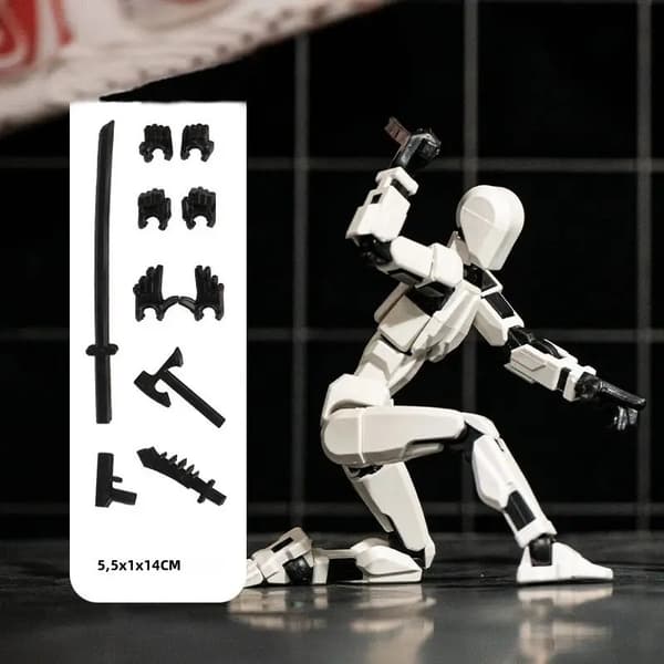 3D-printet Multi-leddet Transformerbar Actionfigur, Blå Artikulerte Modellleke for Barn Gave