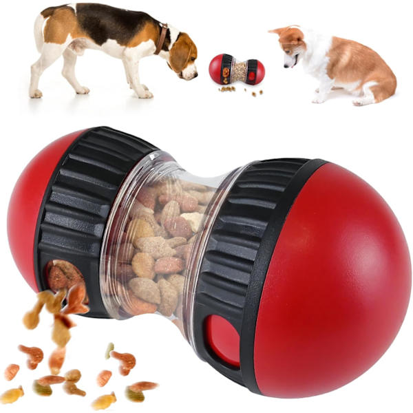 Godbiter-dispenser leker for hunder, interaktiv hundeleke for å holde hunder opptatt, hundesett leker egnet for små hunder (rød) Red