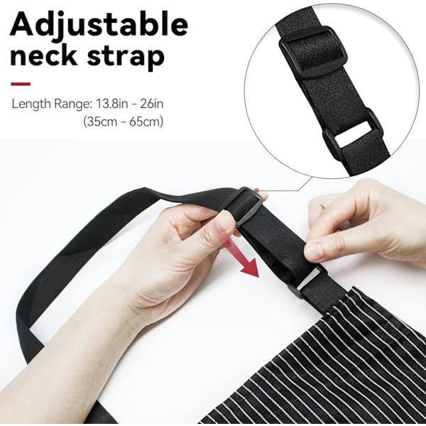 2-pack Köksförkläden, Justerbara Bib Mjuka Kockförkläden med 2 Fickor för Män Kvinnor Brun/Mörk Svart G