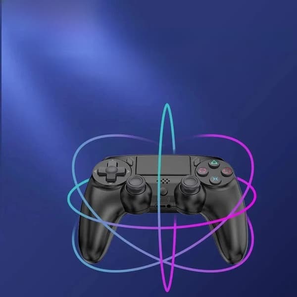 Sort Trådløs Bluetooth Gamepad Controller med Touchpad og Mikrofon Kompatibel med PS og PC, Seks Akser Dobbelt Vibration, Bluetooth 4.0