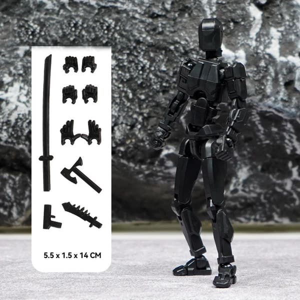3D-printet Multi-leddet Transformerbar Actionfigur, Blå Artikulerede Model Legetøj til Børnegaver