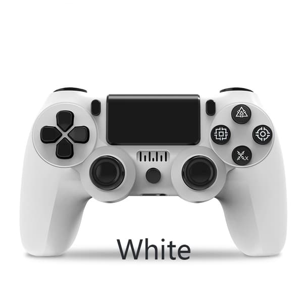 Hvid trådløs Bluetooth-controller med PS4/Slim/Pro, dobbelt vibration, kompatibel med Windows, PC, iOS, Android