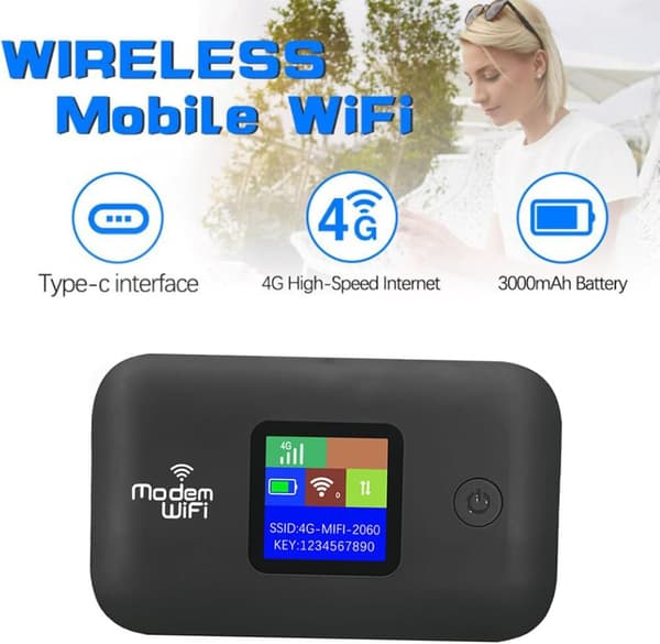 4G LTE mobil WiFi-hotspot (300 Mbps), bärbar router med SIM-kortplats, stöder upp till 10 enheter (SIM-kort ingår ej).