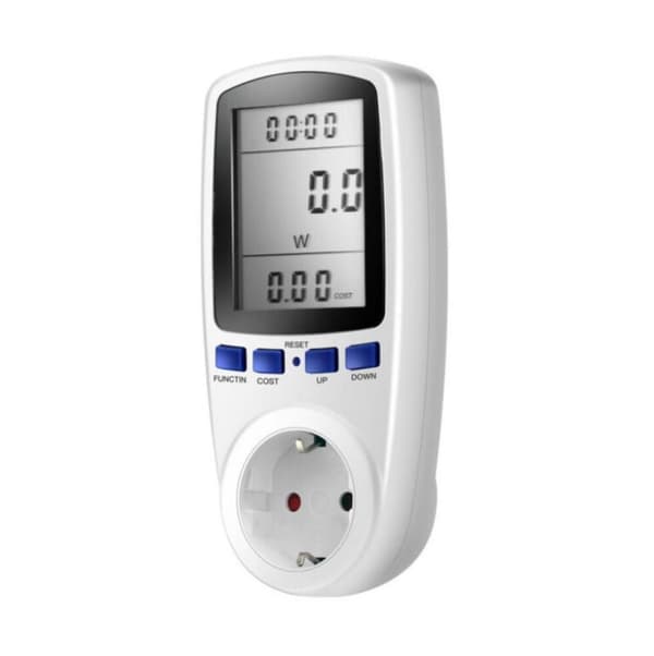 Strømuttak med energimåler, 7 moduser, LCD-skjerm, energibesparende energimåler, 3680 W