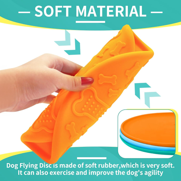 7 tommers Hundeflydisk 1pakke Flyve Hundeleketøy, Hundedisk, Lett, Perfekt for Basseng og Strand (Oransje, Grønn, Blå) Blue+Orange+Green
