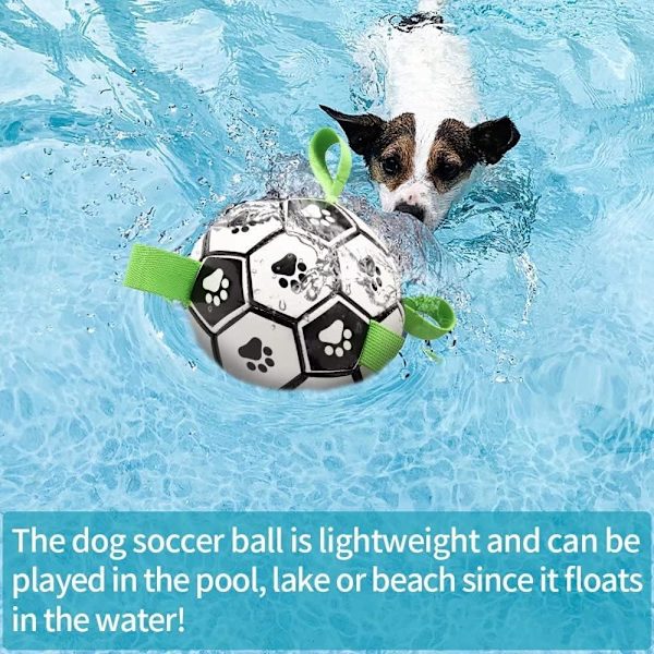 Hundefotball med stropper, interaktive leker for tautrekking, valpefødselsdagsleke, vannsportleke for hunder, hundefotballer for små og mellomstore hunder (6 tommer)