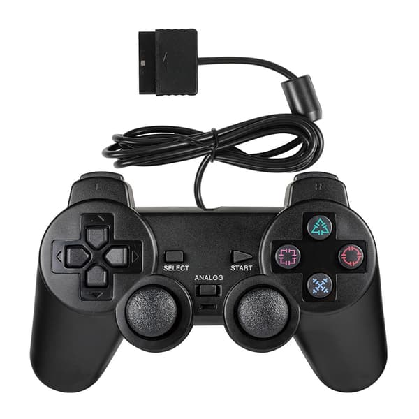 Kablet Gamepad Controller til PS2 Konsol med Dobbelt Vibration og Joystick