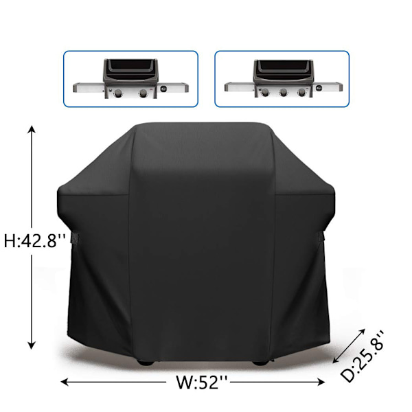 600D Vandtæt Dobbeltlag Med Justerbar Bilateralt Fastgørelsesbeslag, Grilldækning, Vandafvisende Bbq Tarp Dækning 600D Oxford stof 132*66*109