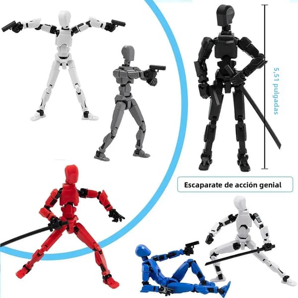 3D-printet Multi-leddet Transformerbar Actionfigur, Gul Artikulerte Modell Leketøy for Barn Gave