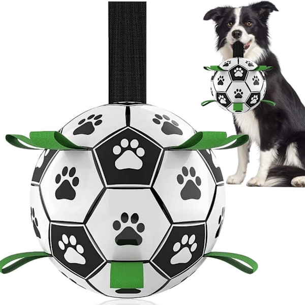Hunde Legetøj Fodbold med Stropper, Interaktive Legetøj til Træktov, Hvalpe Fødselsdagslegetøj, Hunde Vandlegetøj, Hunde Bolde til Små og Mellemstore Hunde (6 Tommer)