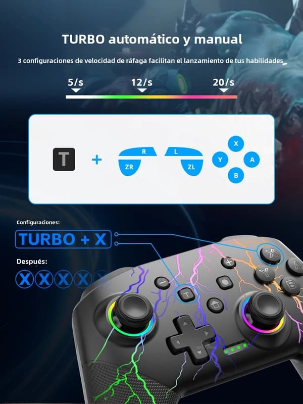 S80 Pro Trådlös Handkontroll, Kompatibel med Switch Style OLED, Uppladdningsbart Batteri, Programmerbar Turbo, RGB-ljus