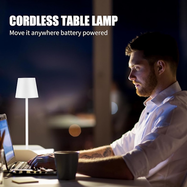 Sladdlös bordslampa USB-laddningsbar enkel skrivbordslampa inbyggt 4600 mAh batteri LED batteridriven lampa med touch-kontroll bordslampa (vit) White