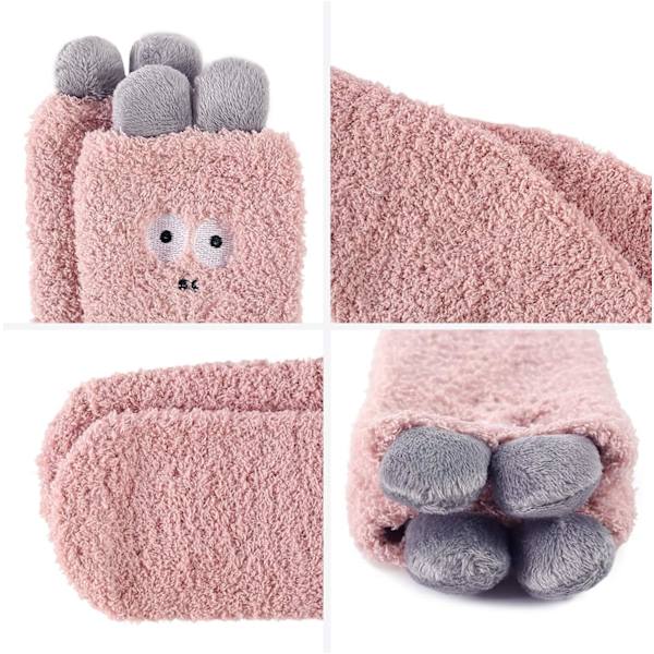 Pehmeät ja lämpimät tossusukat naisille - Superpehmeät mikrokuidut, mukavat nukkumissukat, 6 tai 5 paria 5 Pairs Cute Emotion