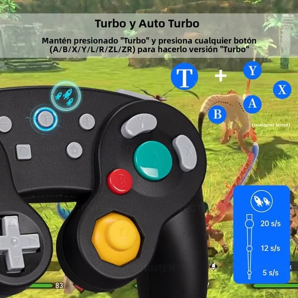 Blå Bluetooth Gamecube-stil Controller Kompatibel med Switch-konsol, PC, Android, Turbo-funktion
