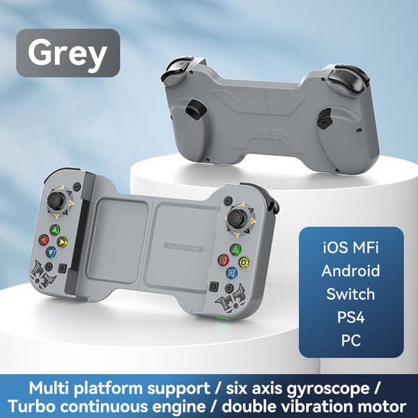 Grå 6-akset gyroskop mobilspillkontroller, kompatibel med Android- og iOS-enheter
