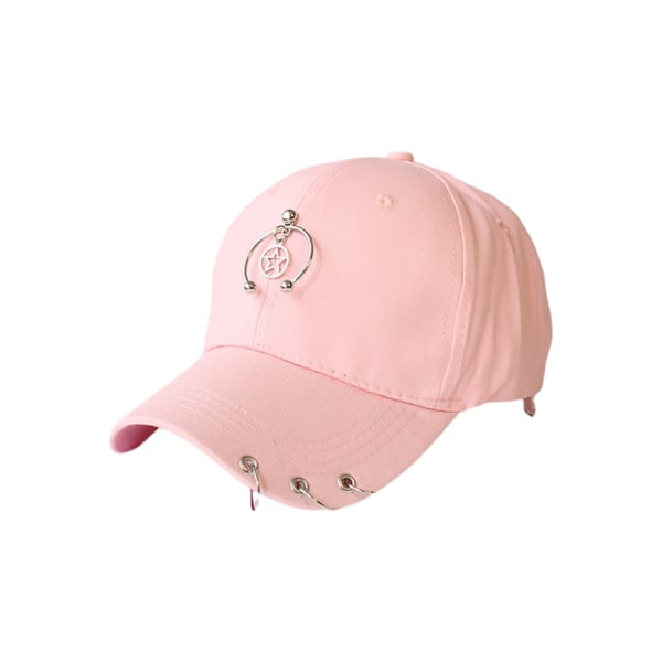 Baseballkeps i Hip Hop-stil i bomull med cap med ring-baseballdekor Semi-ring Pink