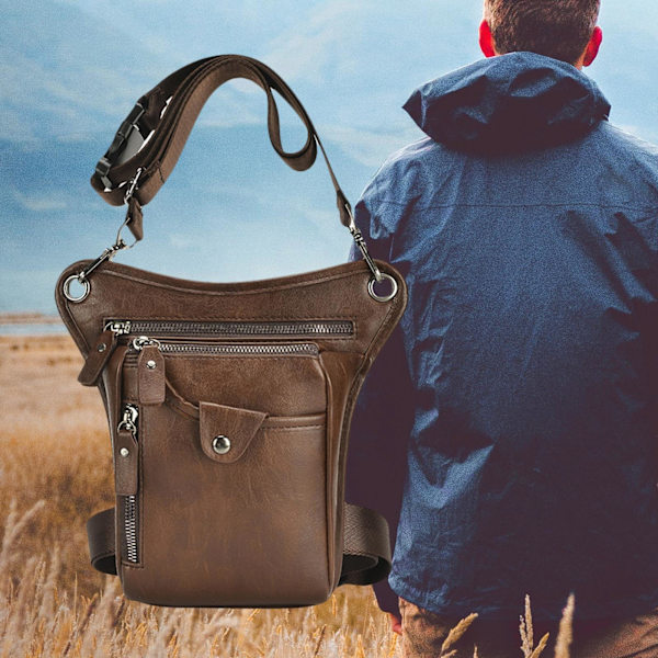 1/2 Mode Män Drop Leg Bag Lår Midjepaket Höftväska Pouch för Brown 1 Pc