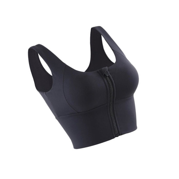 1/2/3 Womens Front Zip Sport BH För bekväma vadderade Shapewear Black L 1Set