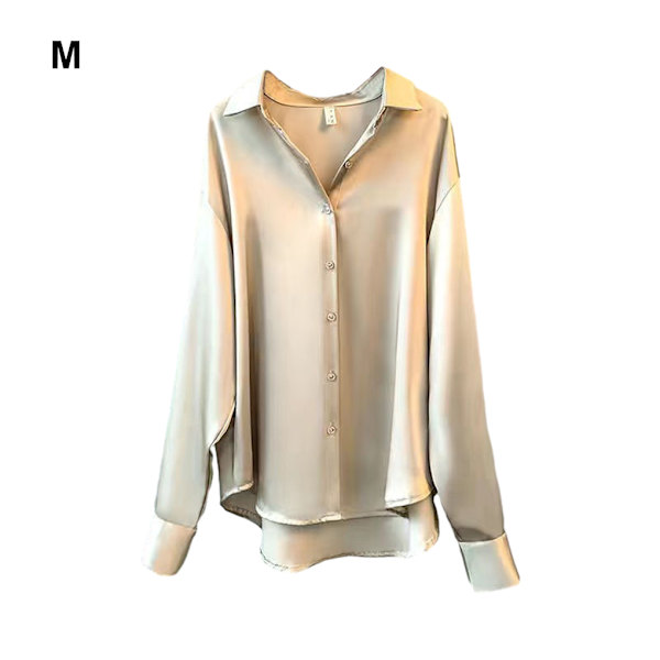 Kvinnor Button-up skjorta Arbetar Lapel Blus Kläder Kläder Champagne Apricot M