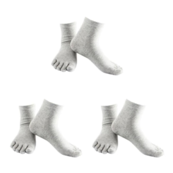 1/2/3/5 1Par För Comfy Five Toe Strumpor Bomull High Crew Sock Grey 3Set