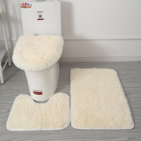 3st PU Mjuk Textur Stark Vattenabsorption Toalettmatta Set För Black