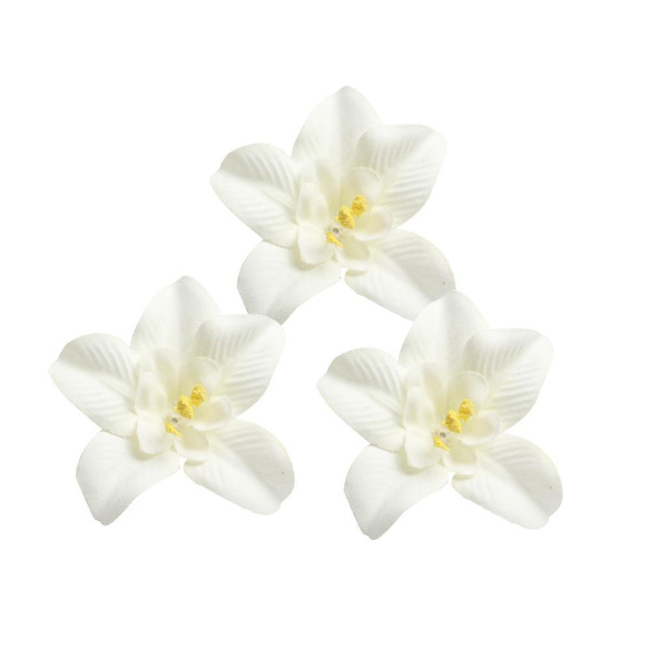 1/2/3 20 st konstgjorda sidenorkidéblomhuvuden för DIY-bröllop Off white 1Set