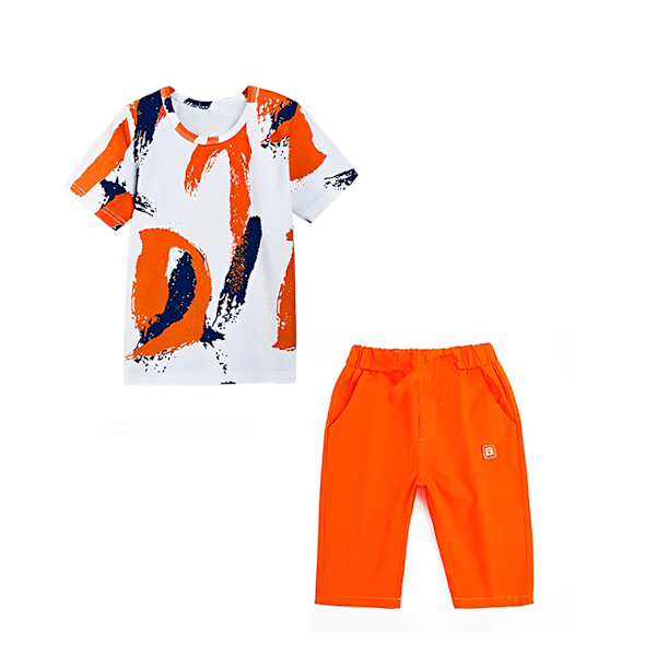 1/2/3/5 Pojkar Kläder Sommar Outfit Tonårsskjortor Multipurpose Orange 120cm 1 Pc