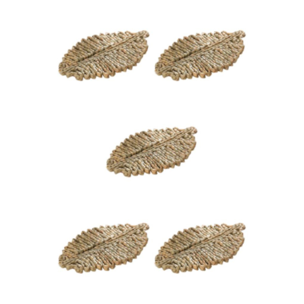 1/2/3/5 Rattan Placemat för Creative Thicken Khaki Leaf Shaped Light Brown 23x16cm 5Set