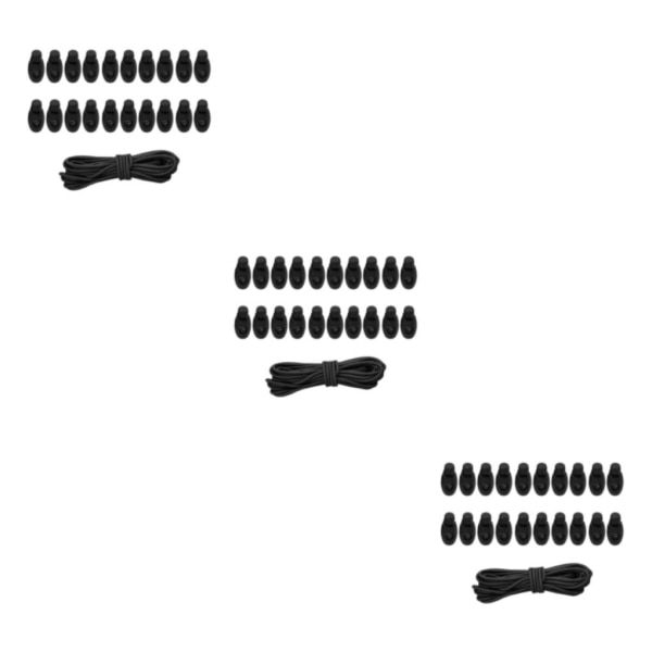 1/2/3/5 20st plastsnörelås Ändfjäderbelastad slider + För Black Style 3 3Set