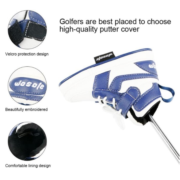 1/2/3/5 Fashion För Golf Club Head Cover PU Läder Sneakers Blue White 16 x 12cm 1Set
