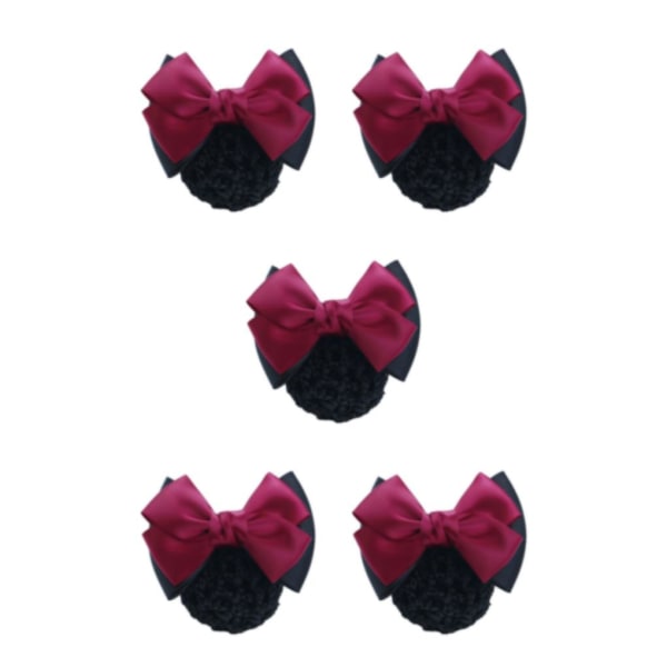 1/2/3/5 tyg lätt att bära Elastiska hårnät för moderiktiga Two Bows- rose red 5Set