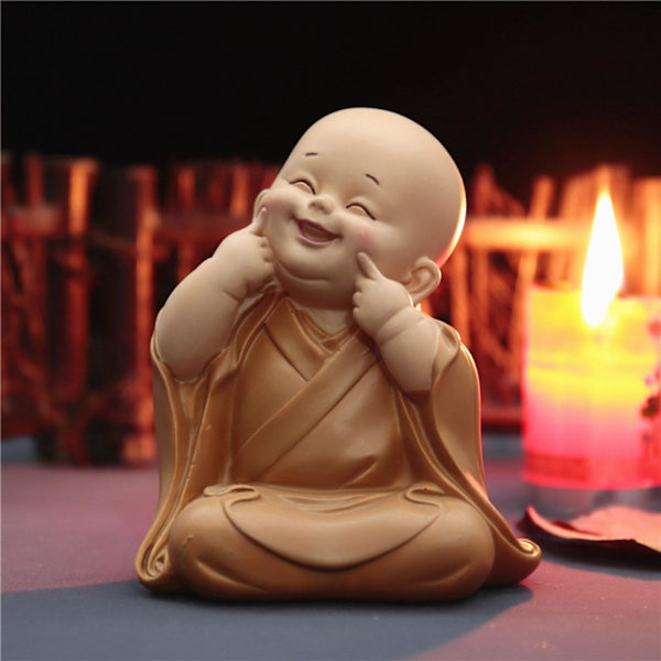 1/2/3 Söt Buddha Staty Monk Figurine Ornament Little för grin height 10cm 1Set