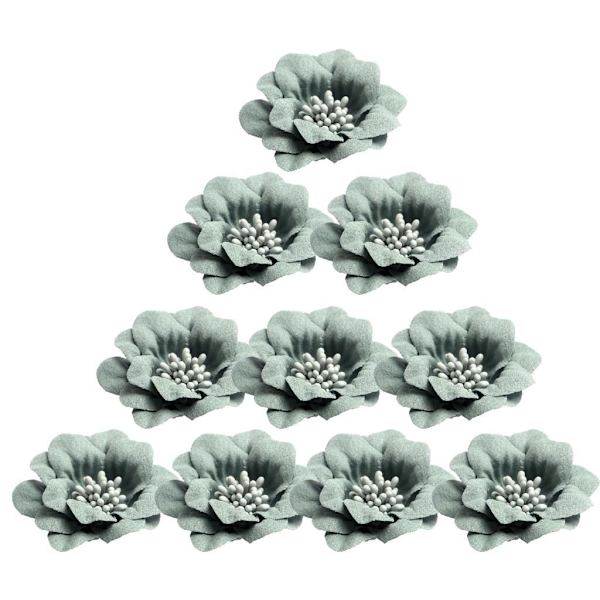 1/2/3/5 10 stycken Camellia Flower Heads för gör-det-själv-hårtillbehör Green 4.5cm 1Set