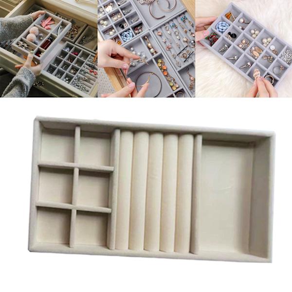 1/2/3/5 Stapelbar smyckesbricka Multipurpose Portable Velvet för Beige 3 in 1 1Set