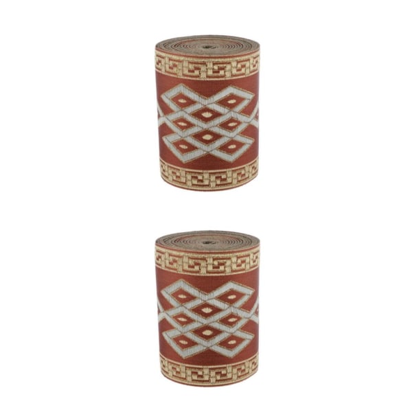 1/2/3/5 5 meter/ 5,5 Yds Jacquard Trim Wide Woven Border Ribbon Red Brown 8cm x 5M 2Set