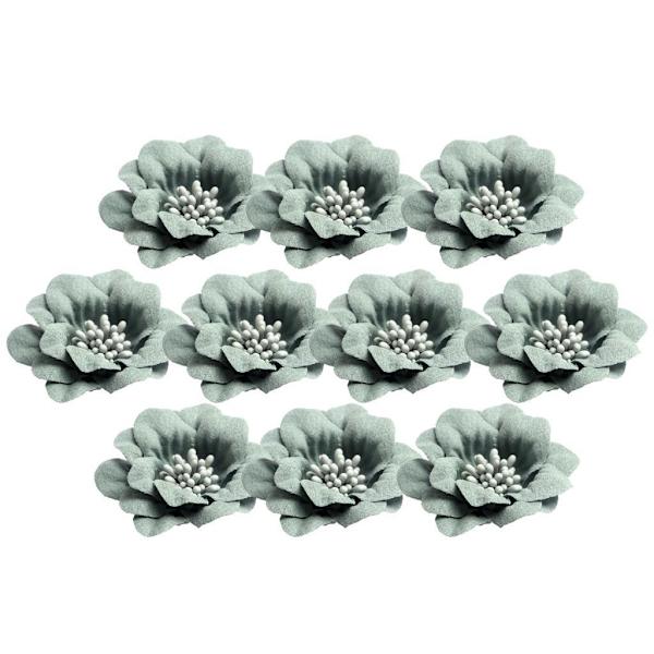 1/2/3/5 10 stycken Camellia Flower Heads för gör-det-själv-hårtillbehör Green 4.5cm 1Set