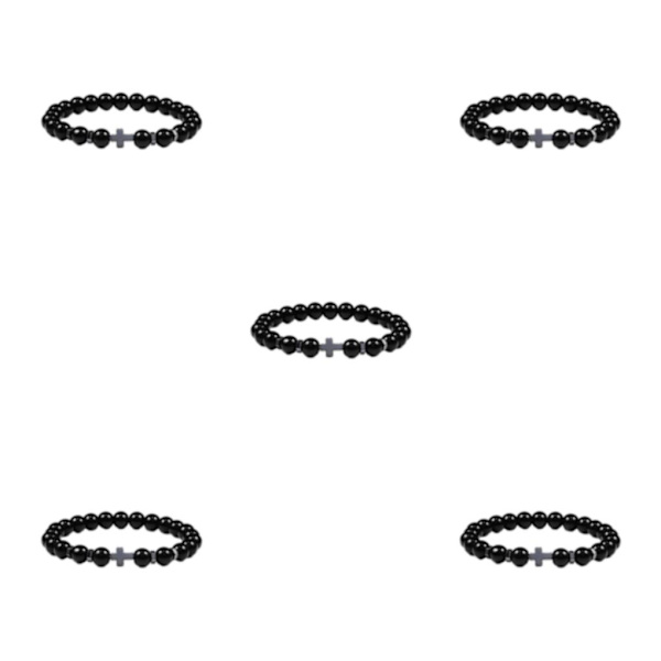 1/2/3/5 Wide Application Cross Beaded Armband för alla tillfällen glossy black 5Set