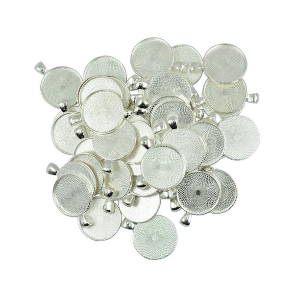 1/2/3 50 stycken tom, rund rambricka Base DIY Cabochon Silver White 43x22mm 1Set