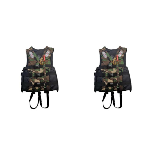 1/2/3 Vuxna Hjälpväst Kajak Ski Flytkraft Fiske Segel Vattensport Green Camouflage XXL 2PCS