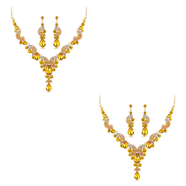 1/2/3/5 3 stycken/ set kvinnor halsband bröllop bröllop örhänge Champagne 2PCS