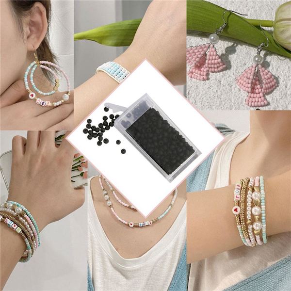 1/2/3/5 Beads DIY Smycken Retro Craft Kit Etniskt för hantverksmärke black 3mm 1Set