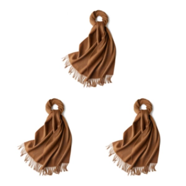 1/2/3 unisex halsduk med fransar Varm och mysig tubscarf för brown yellow 3Set