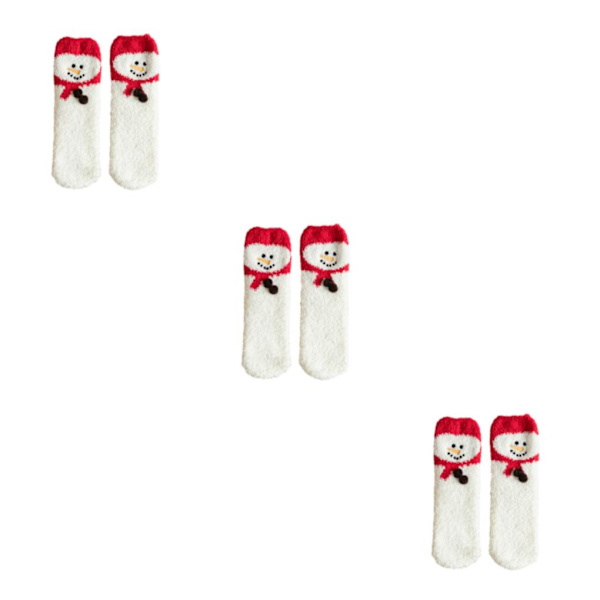 1/2/3/5 Vinterstrumpor med fukttransporterande teknologi Mjuk och Red hat snowman 3Set