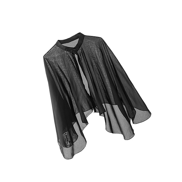Mode Boho Kvinnor Chiffong Cardigans Loose Sheer Top Jacka Black 140x53cm
